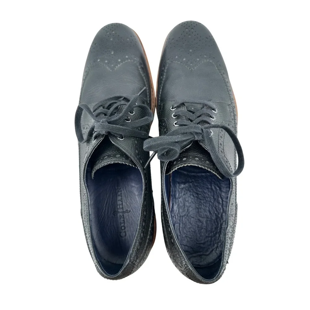 Cole Haan Williams Wingtip Oxford Black Pebbled Leather Shoes C11692 Men's‎ 11